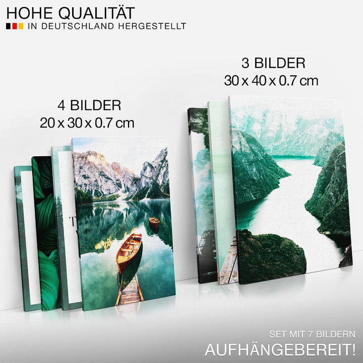 Novart Wandbilder Berge und See - KOMPLETT AUFHÄNGFERTIG - Natur Türkis Wohnzimmer Schlafzimmer - 7