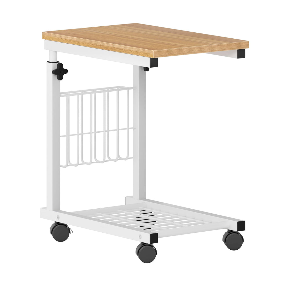 SogesHome Laptoptisch Beistelltisch Höhenverstellbarer Tisch mit Rollen, 48 cm x 30 cm PC Tisch Note