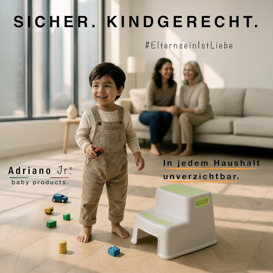 I Tritthocker Kinder I 2-Stufig Hocker I 26cm Hoch I Belastbarkeit 80kg I Gummierte Trittfläche I Ho