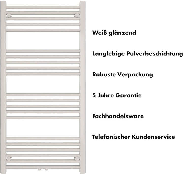 SHV Badheizkörper mit Mittelanschluss in weiss | Heizkörper für Badezimmer, Handtuchhalter für Wand