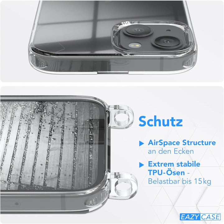 EAZY CASE Handykette kompatibel mit iPhone 13 Handyhülle mit Metall Umhängeband und Ersatz Kordel sc
