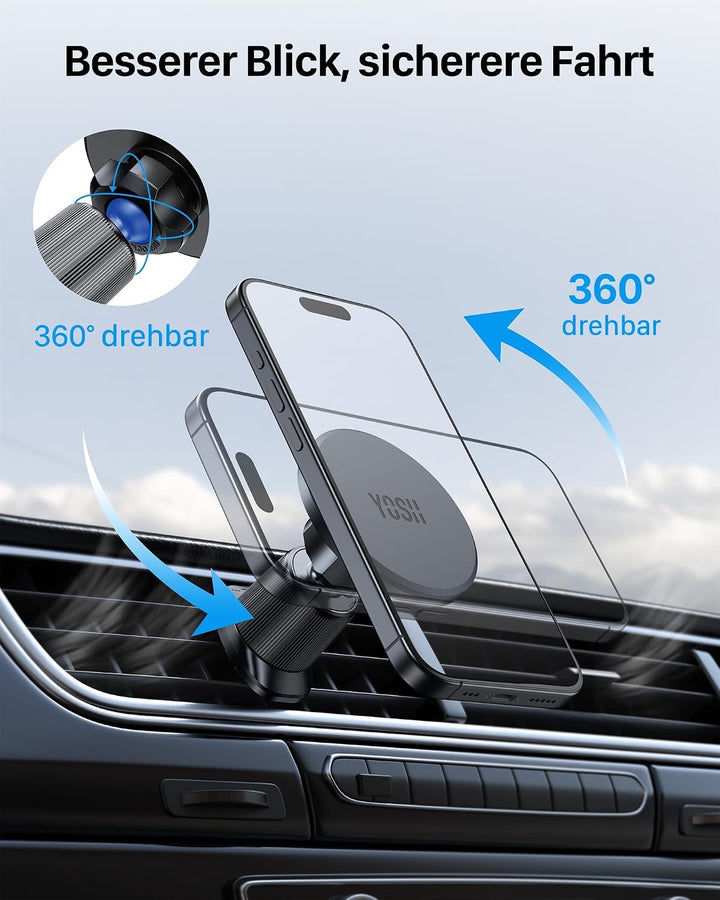 YOSH für MagSafe Handyhalterung Auto, Magnetische Handyhalterung Auto, 360° drehbare Halterung für A