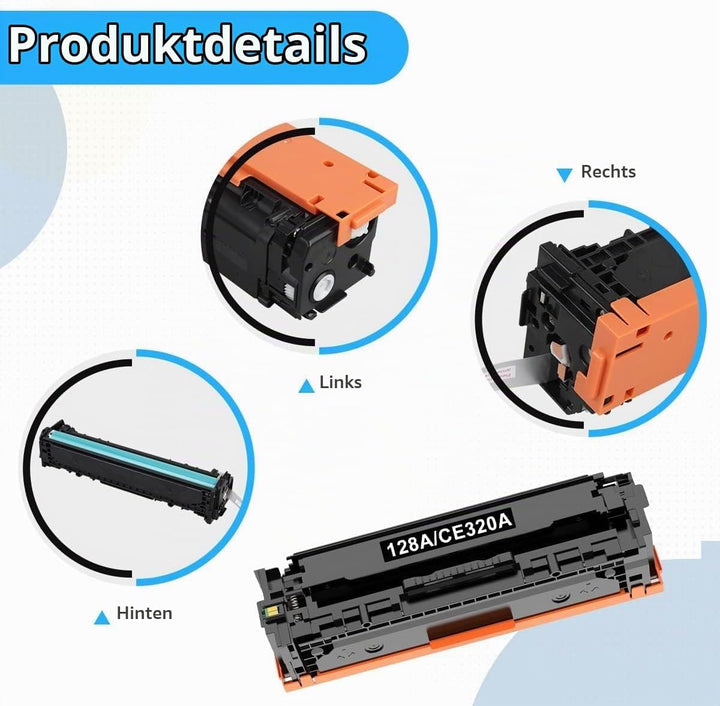 128A CE320A Toner Kompatibel für HP 128A Schwarz CE320A Laserjet Pro CM1415FN Color MFP CP1525N CP15