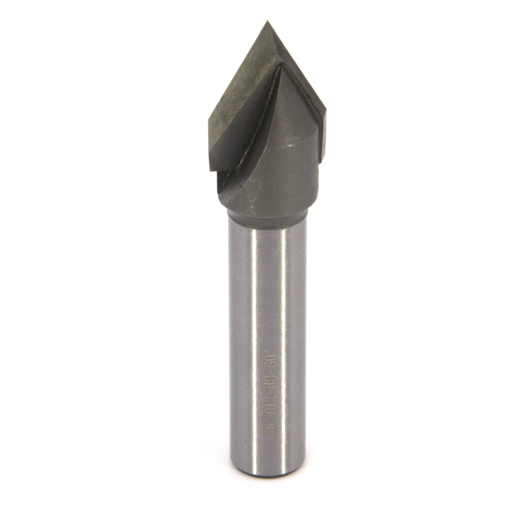 V-Nutfräser Nutenfräser 6mm / 8mm Schaft 60° 90° für Holz und Kunststoff (V-Nutfräser D1=8 mm, D2=12