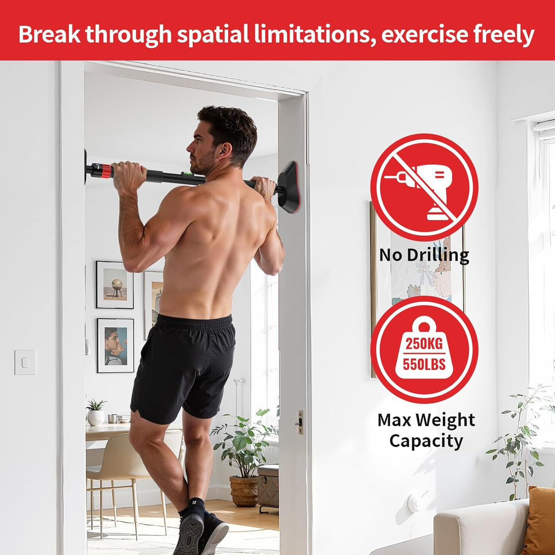Fokky Klimmzugstange Türrahmen, Pull up Bar Tragkraft bis zu 250 Kg, Reckstange Ohne Schrauben 74-97