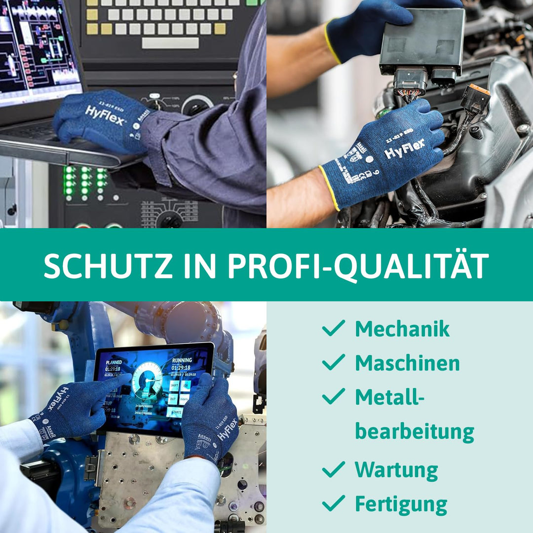 Ansell HyFlex 11-618 Dünne Arbeitshandschuhe, PU Beschichtung, Schutzhandschuhe für Präzise Arbeiten