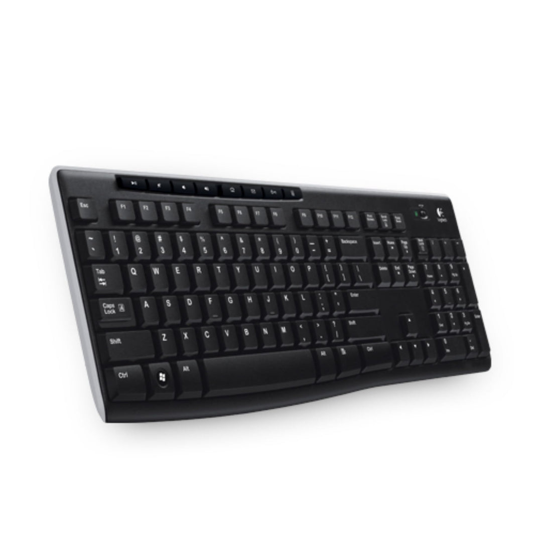 Logitech K270 Kabellose Tastatur, 2.4 GHz Verbindung via Unifying USB-Empfänger, 8 Multimedia- und S