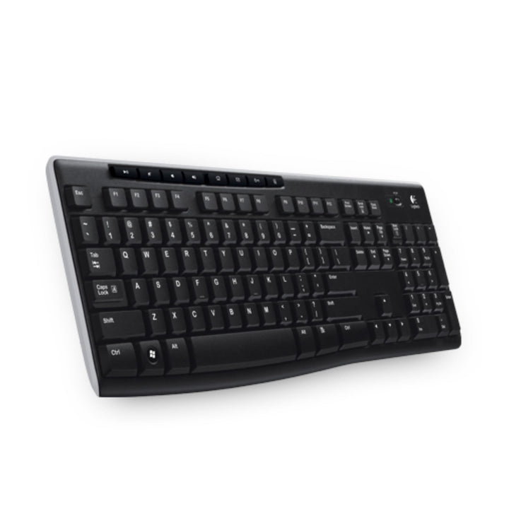 Logitech K270 Kabellose Tastatur, 2.4 GHz Verbindung via Unifying USB-Empfänger, 8 Multimedia- und S