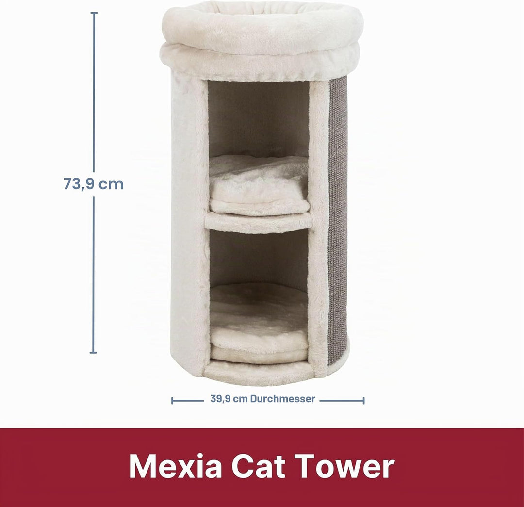TRIXIE Pet Products Mexia 2-stöckiger Katzenturm, Grau grau 39 x 39 x 73 cm Single, grau 39 x 39 x 7