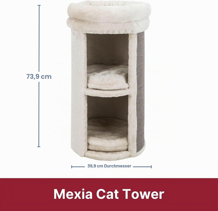TRIXIE Pet Products Mexia 2-stöckiger Katzenturm, Grau grau 39 x 39 x 73 cm Single, grau 39 x 39 x 7
