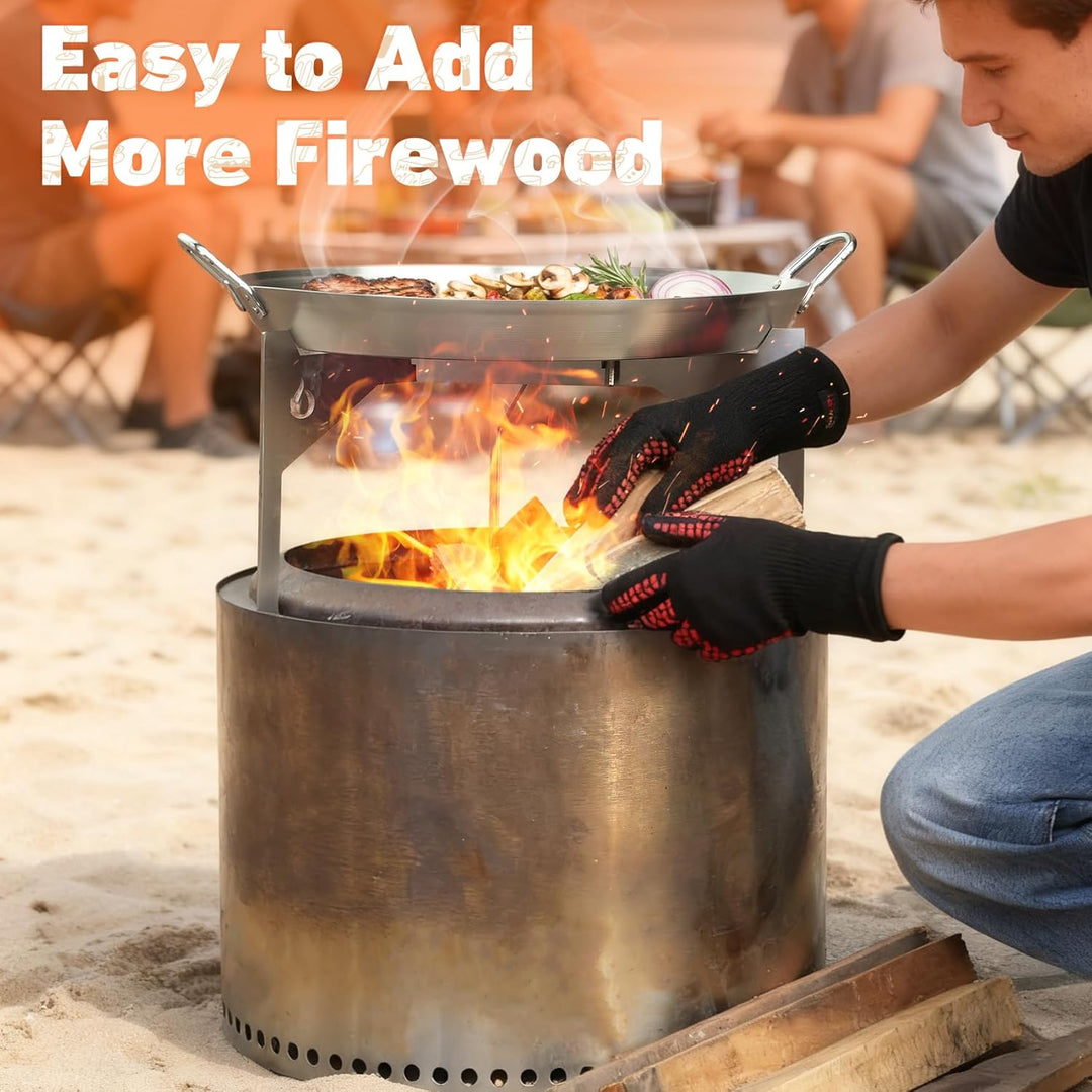 onlyfire Edelstahl Plancha mit Stativfuss für Solo Stove Bonfire 49.5cm Feuerstelle, Plancha Grillpl