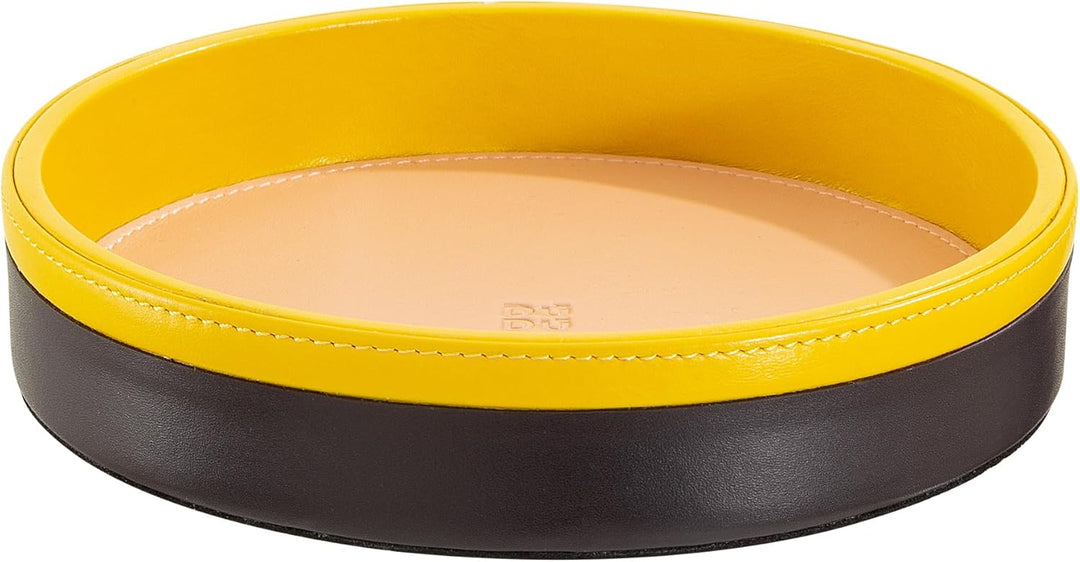 DuDu Rundes Leder-Tablett für den Eingangsbereich, kleines 16cm grosses Tablett in Buntem Design, De