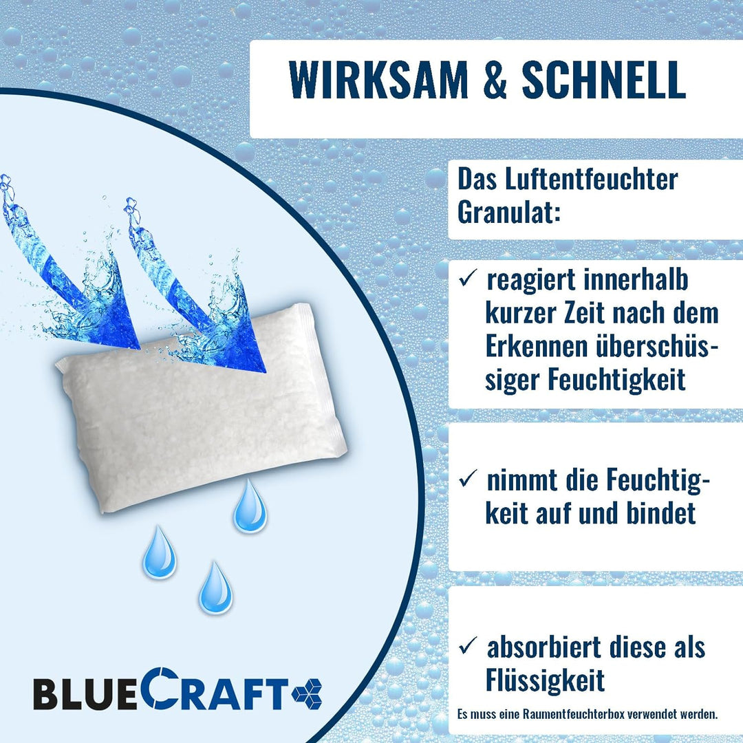 Bluecraft - 10x 1 kg Luft-Entfeuchter Granulat im Vliesbeutel Nachfüllpack Raumentfeuchter ohne Stro