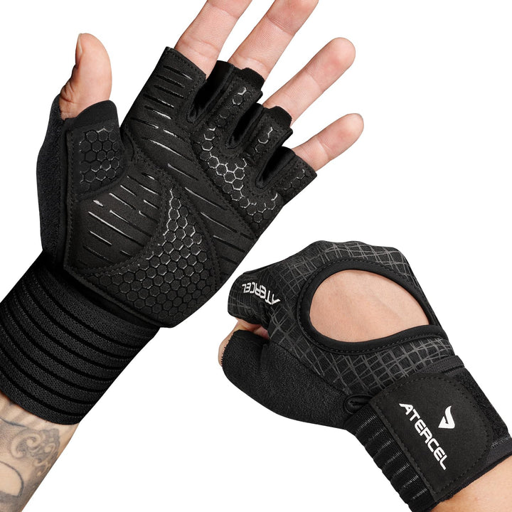 ATERCEL Fitness Handschuhe Herren Damen, Trainingshandschuhe Krafttraining Handgelenkband Handschuhe