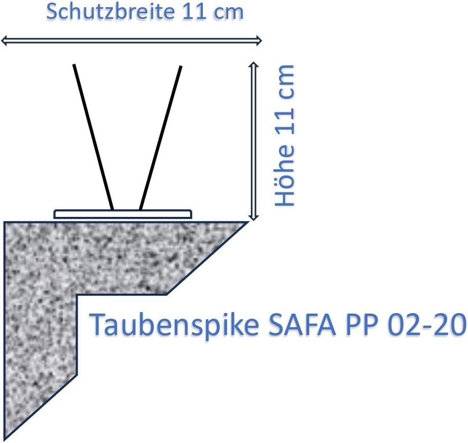 10 Meter Vogelabwehr, Taubenabwehr/ 2-reihig/ 20 Elemente a 50 cm/Taubenspikes aus Edelstahl auf UV-