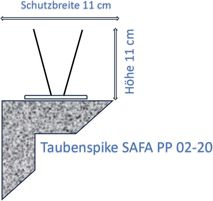10 Meter Vogelabwehr, Taubenabwehr/ 2-reihig/ 20 Elemente a 50 cm/Taubenspikes aus Edelstahl auf UV-