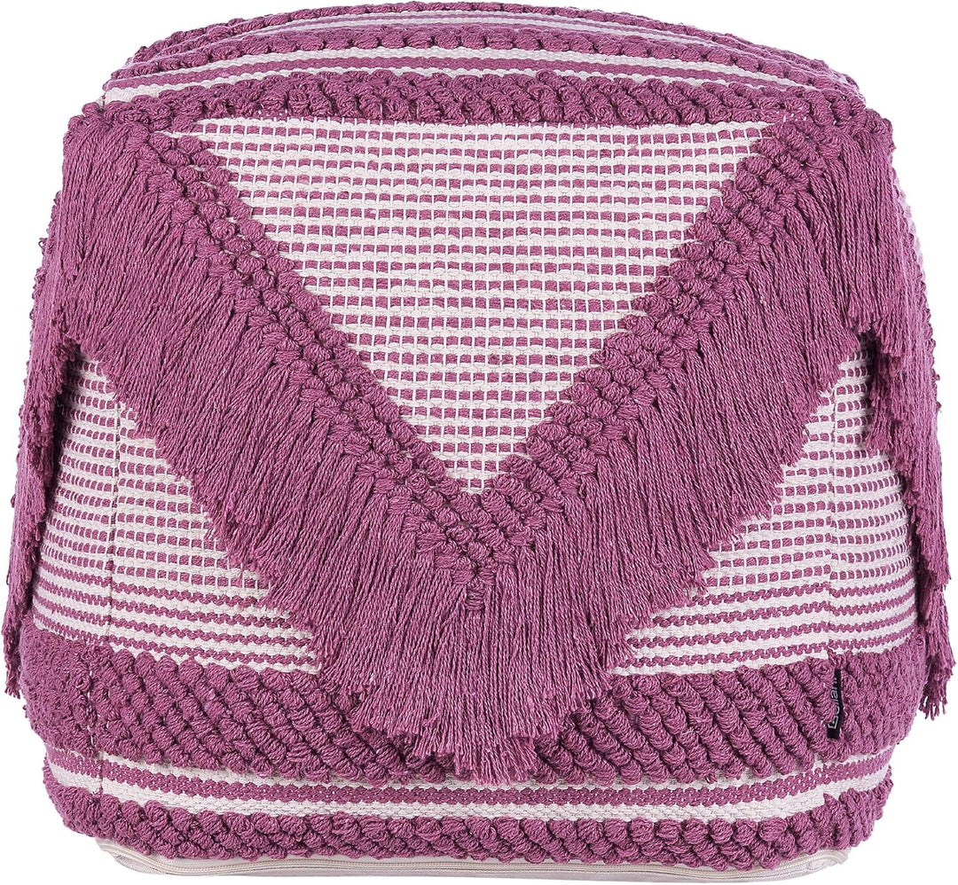 Pouf Ottomane Taburett Sitzpouf rosa zartrosa Boho Kochi