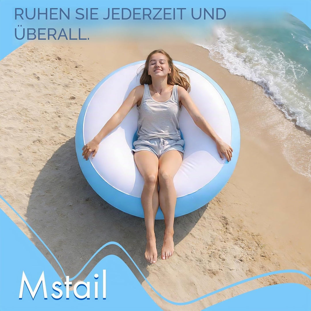 Aufblasbares Sofa, 85 * 85 * 43cm Aufblasbarer Sessel aus PVC, 100 kg Tragfähigkeit Strandliege Aufb