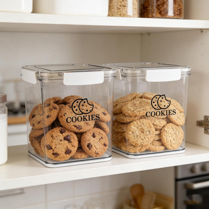 Keksdose Aufbewahrung 2er Set – Backzubehör Aufbewahrung Keksdose transparent luftdicht, Cute Cookie