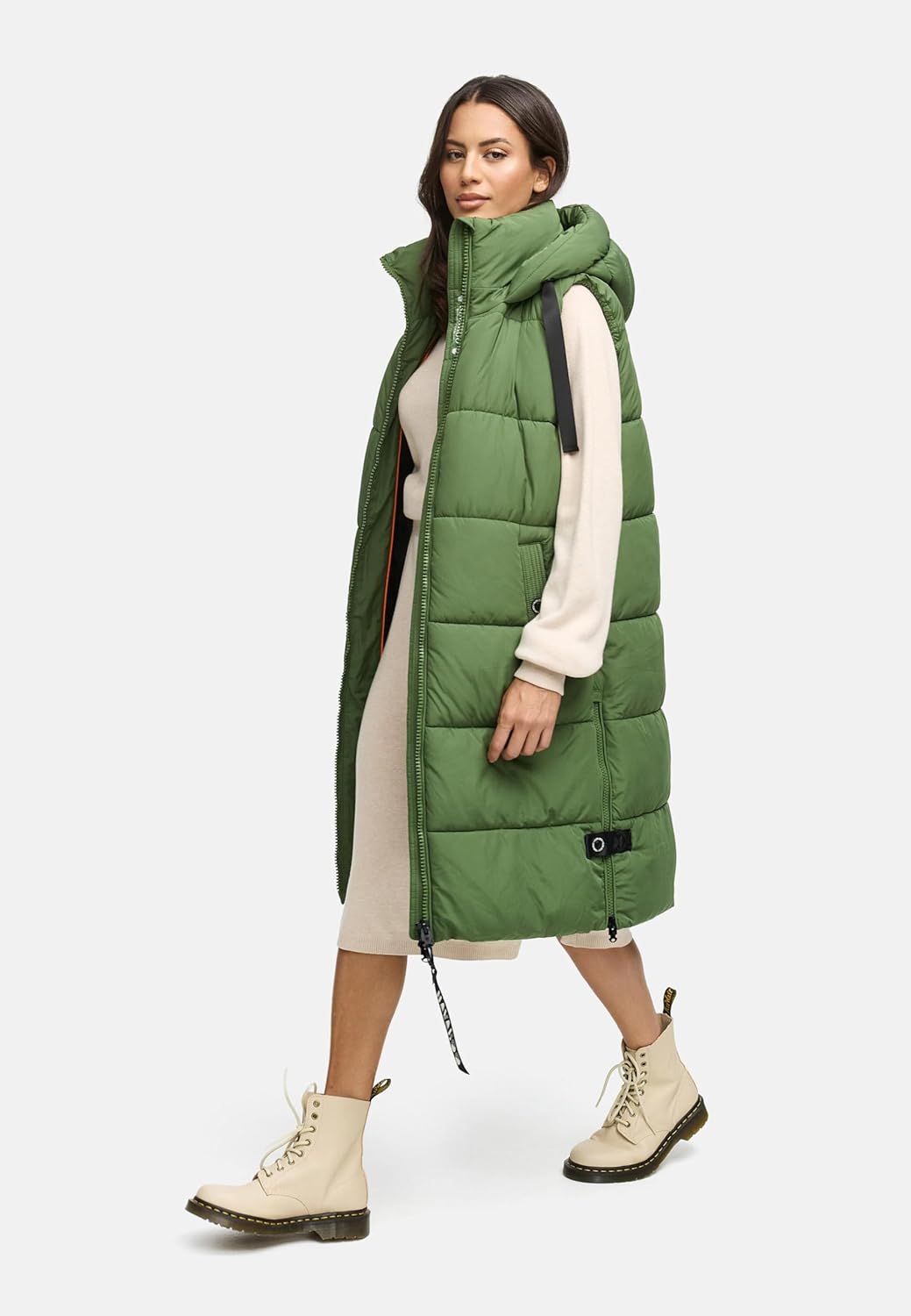 Navahoo Damen ärmellose Lange Outdoorweste warme Winterjacke Schnuffelchen XS-3XL XS Pine Olive, XS