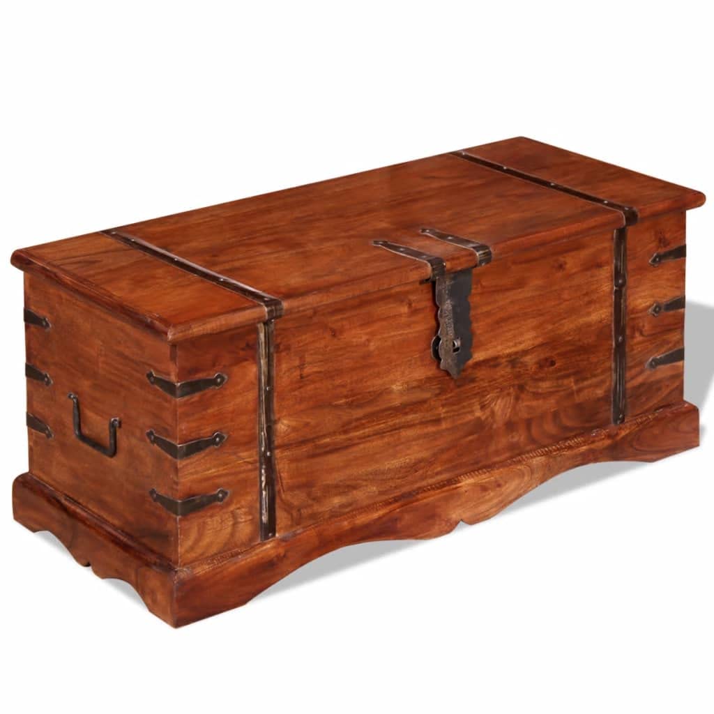vidaXL Massivholz Aufbewahrungstruhe Holztruhe Couchtisch Beistelltisch Vintage Braun 1, Braun 1