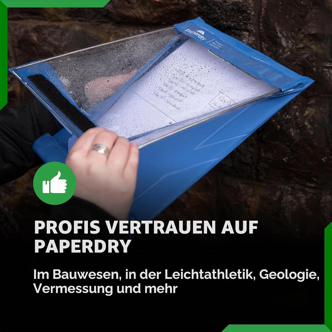 Paperdry Blau Wasserfestes Klemmbrett A4 Hochformat, Hochwertiges PVC, 18 Monate Garantie, Klemmbret