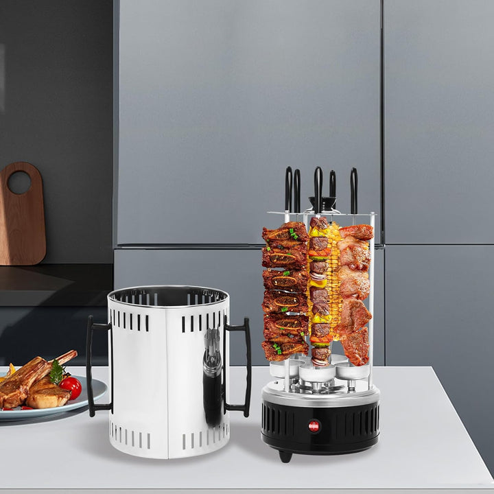 Vertikaler Elektrogrill, Vertikaler Rotisserie-Grill, Elektrische Drehgrillmaschine,mit 5 Schaschlik