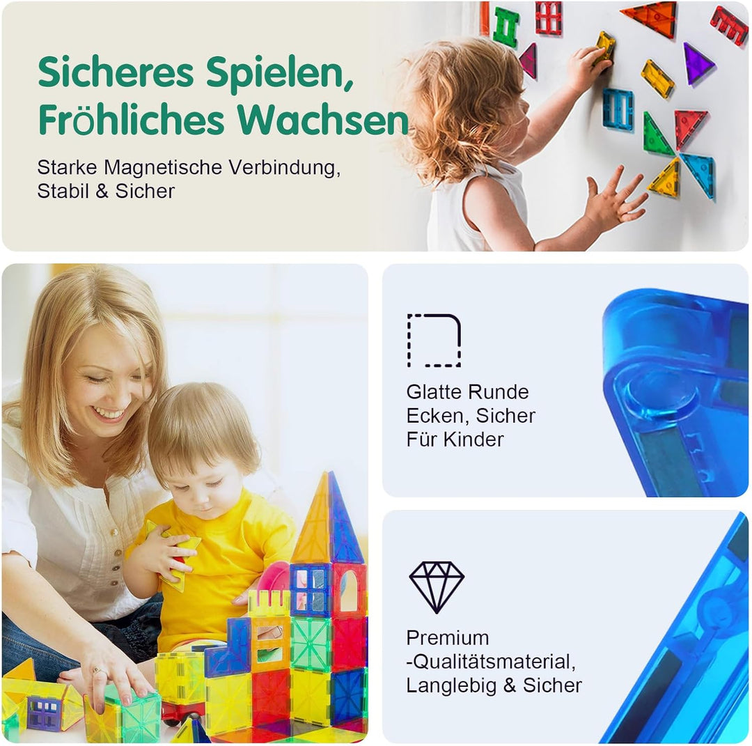 SURFOU 58 Magnetische Fliesen Kinderspielzeug STEM Magnet Montessori Spielzeug, Sensorisches Spielze