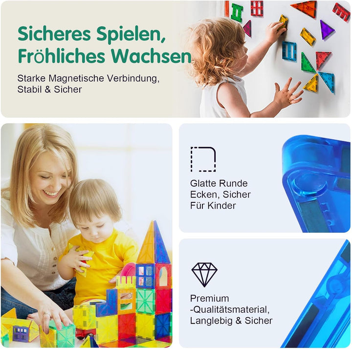 SURFOU 58 Magnetische Fliesen Kinderspielzeug STEM Magnet Montessori Spielzeug, Sensorisches Spielze