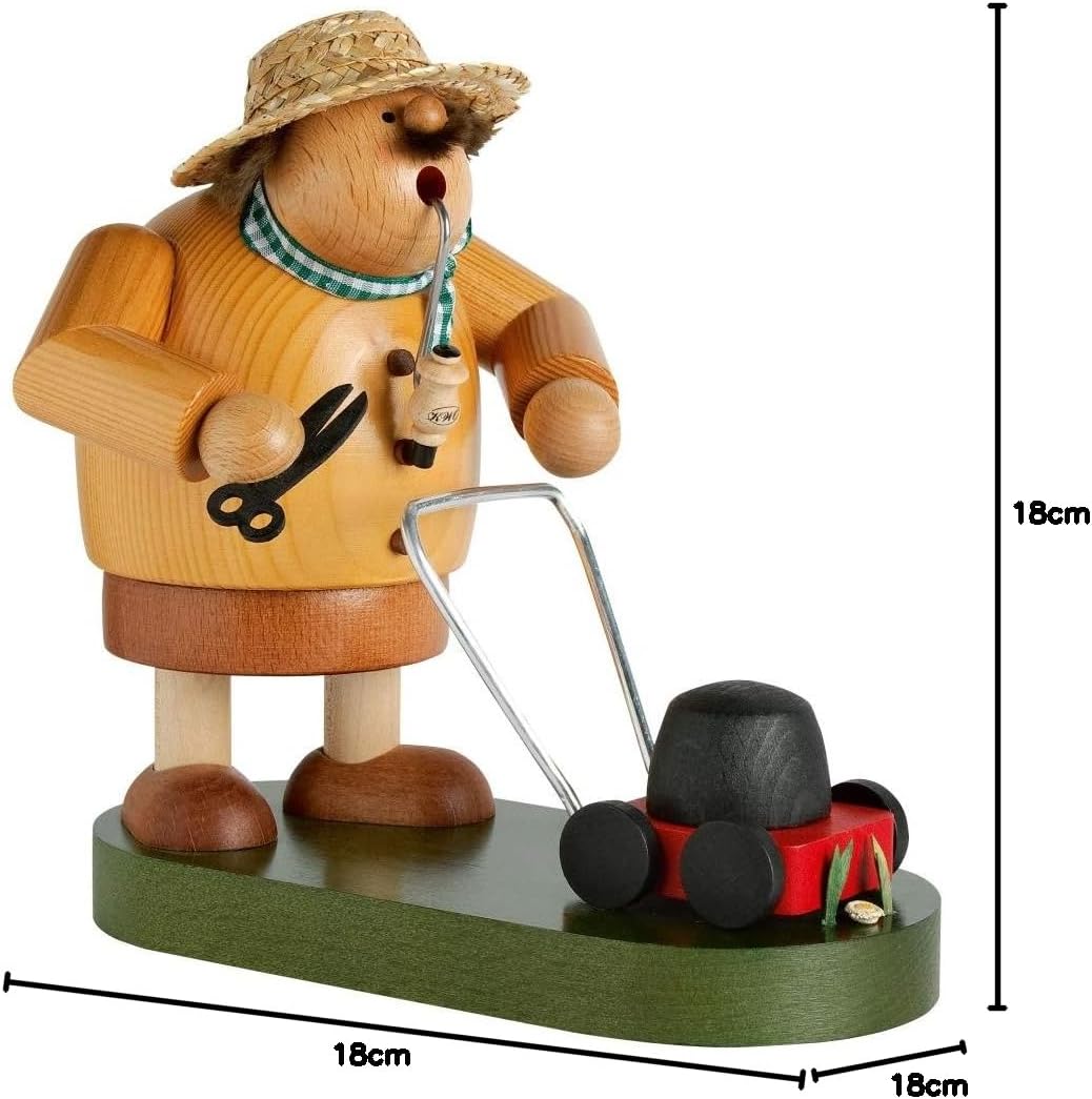 KWO Olbernhau 21582 Räuchermännchen Hobby-Gärtner, 18 cm