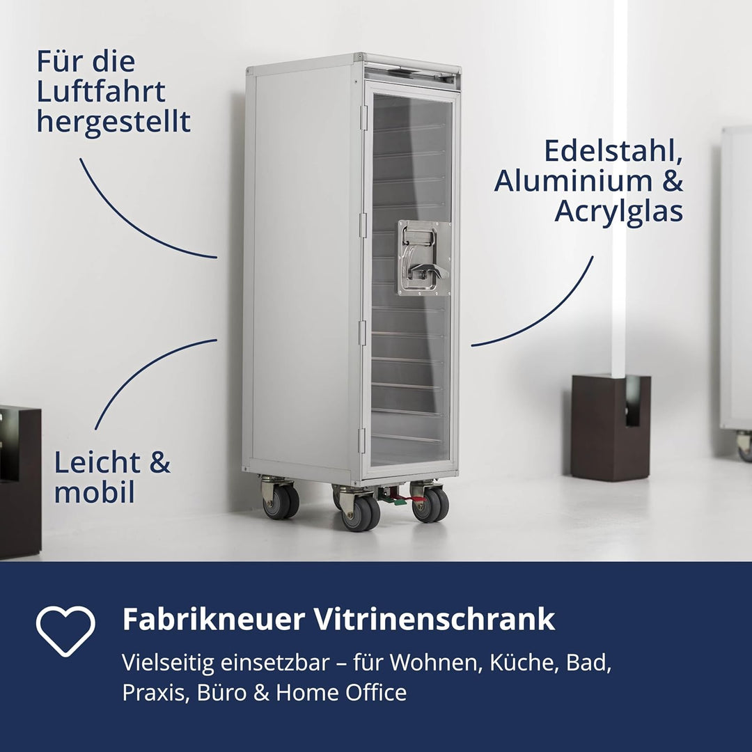 Airline Trolley Vintage Edition Neu (Glastür), Original Flugzeugtrolley, Flugzeug Servierwagen Vinta