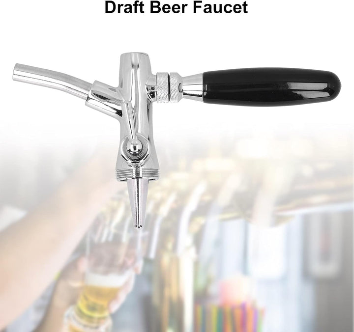 Bierhahn M30 x 1.5 Gewinde Silber Edelstahl Verstellbarer Wasserhahn mit Langem Griff, Bier Getränke