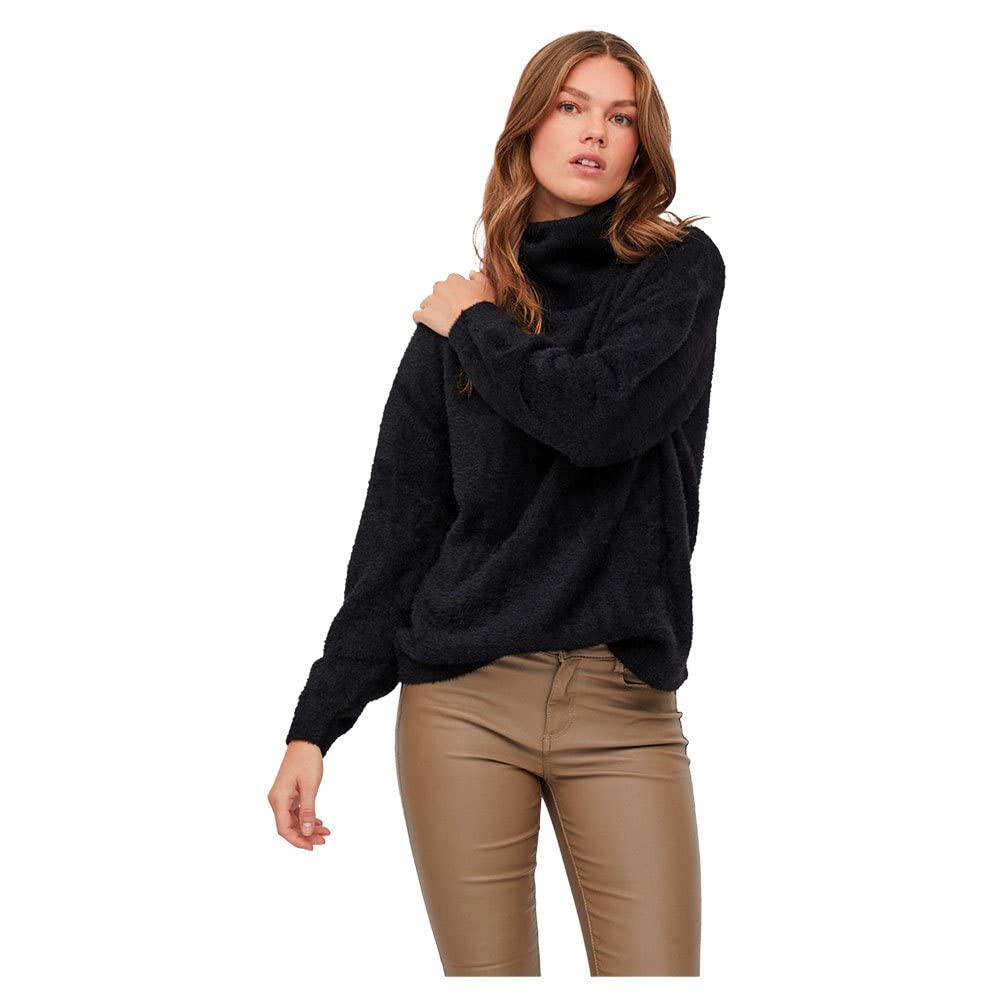 Vila Damen Vilajuli Rollneck L/S Knit-Noos Pullover XS Schwarz, XS Schwarz
