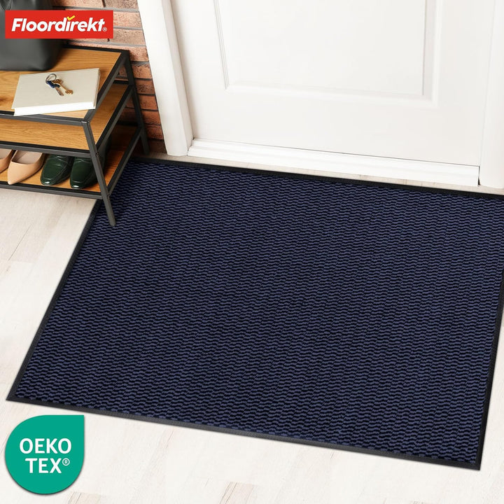 Floordirekt Premium Fussmatte für Eingangsbereich, 80x120cm Blau, Schmutzfangmatte für Innen und Aus
