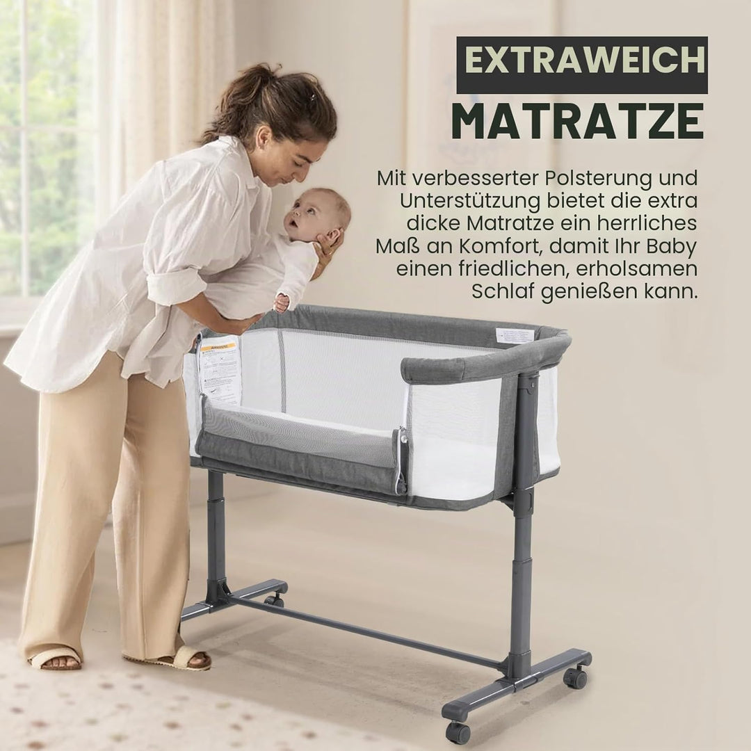 3 in 1 Babybett, Babywiege, Babywiege, Babybett, Nachttisch, Reisebett, mit Matratze und Wickeltisch