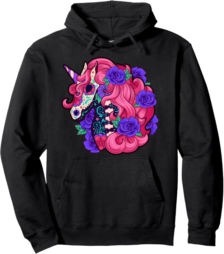 Einhorn dia de los muertos Tag des toten Einhornschädels Pullover Hoodie
