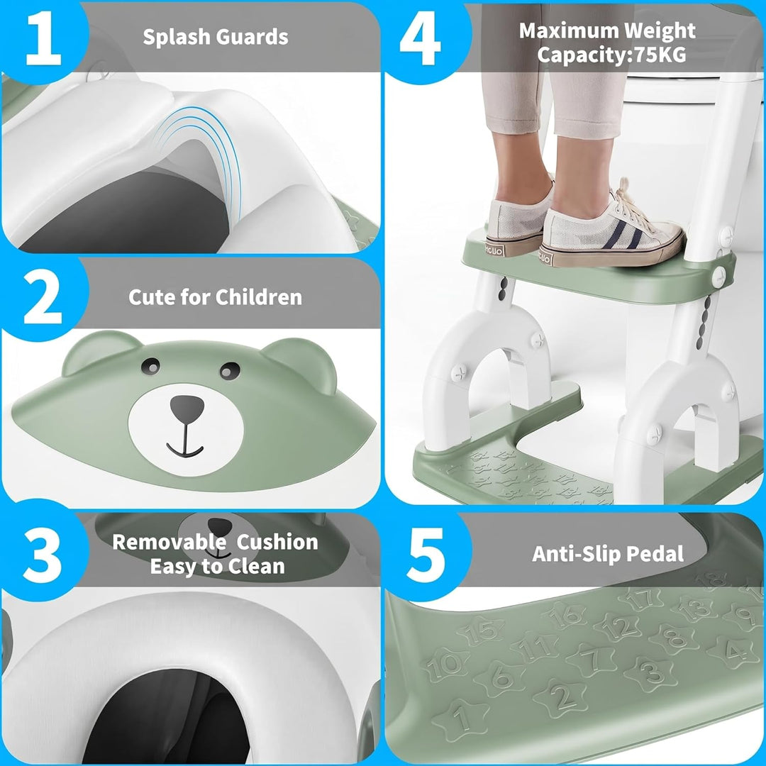 Toilettensitz Kinder mit Treppe, Upgraded WC Aufsatz für Kinder für Jungen und Mädchen, 2-in-1 Toile