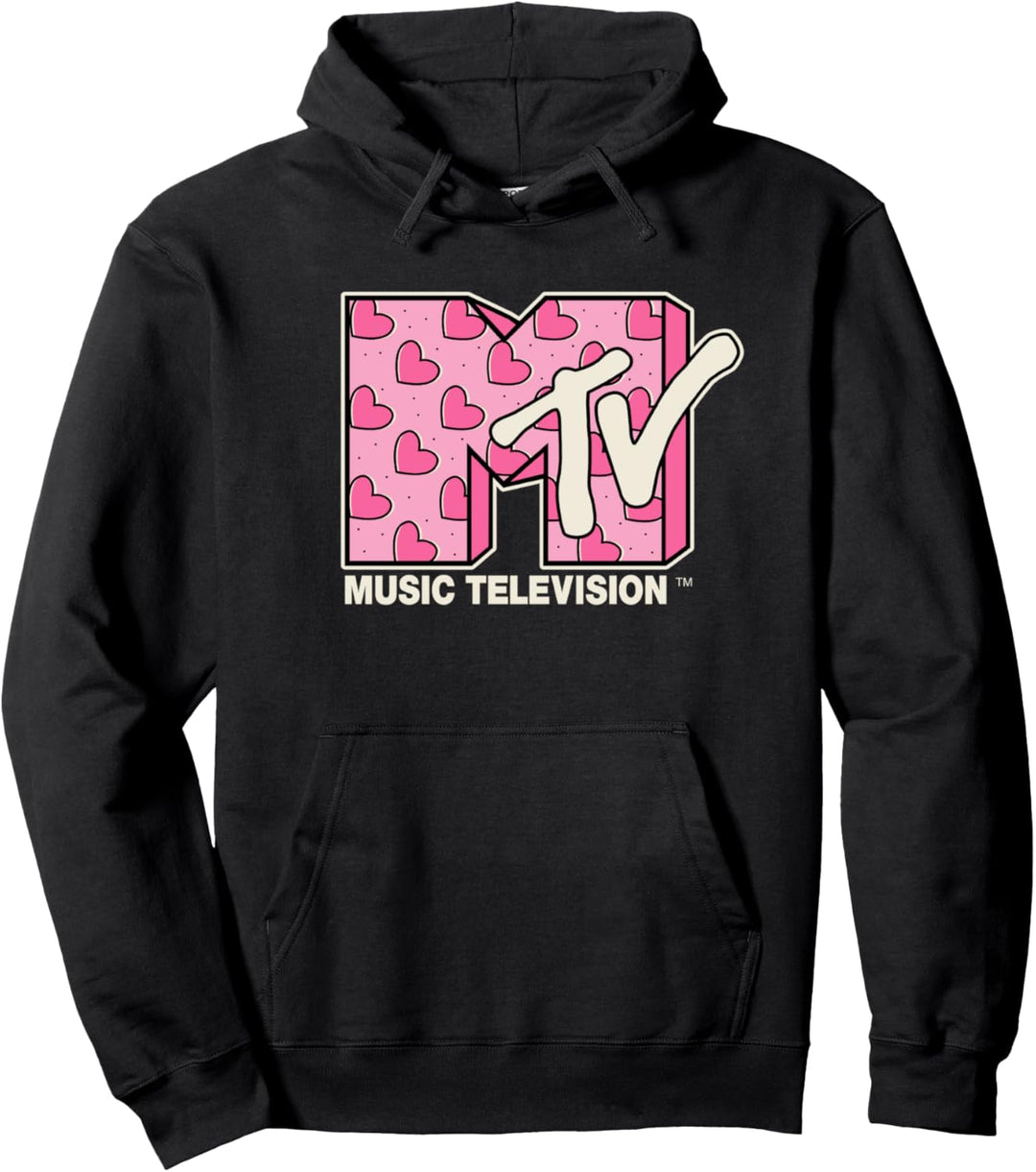 MTV Music Television Valentinstag Heart Pattern Fill Pullover Hoodie