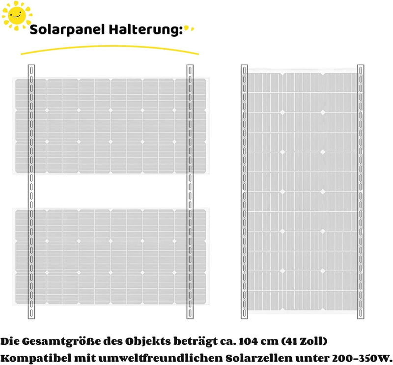 Aufun Solarmodul Halterung 104cm, 1 Paar Universal Solarpanel Halterung 41 zoll, Halterung Balkonkra