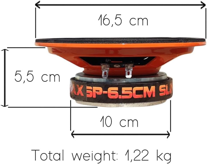 SP Audio 2 MIDRANGE SP6.5CM-Slim Lautsprecher 16,50 cm 165 mm 6,5" Durchmesser 100 watt rms 200 watt