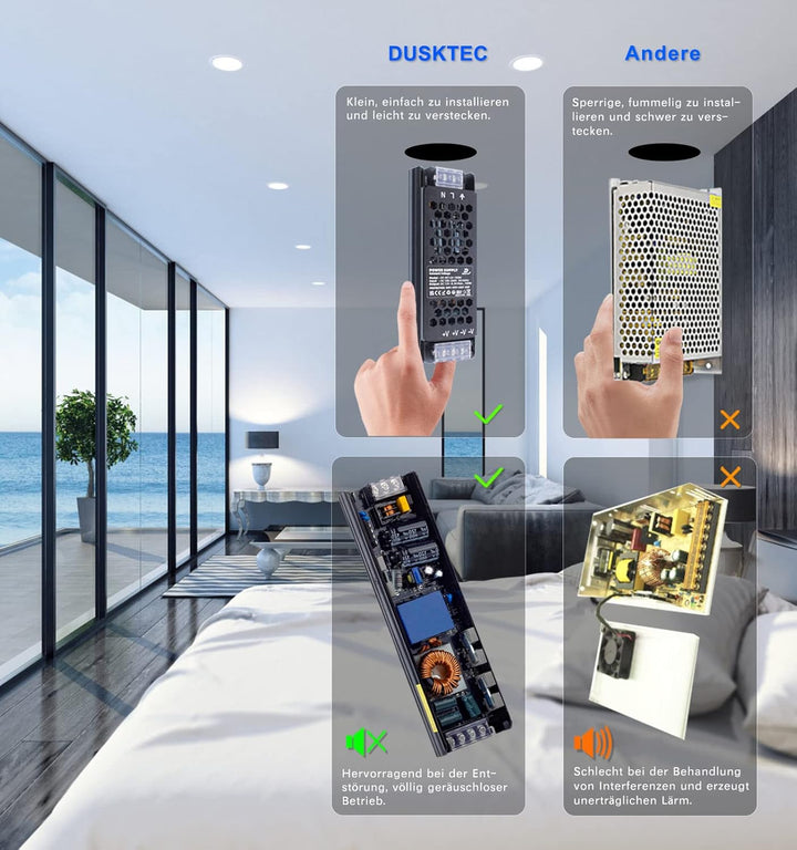 DUSKTEC LED Netzteil 400W 12V LED Trafo 33.3A, IP20 LED Transformator AC 220/230V auf DC 12 Volt Tre