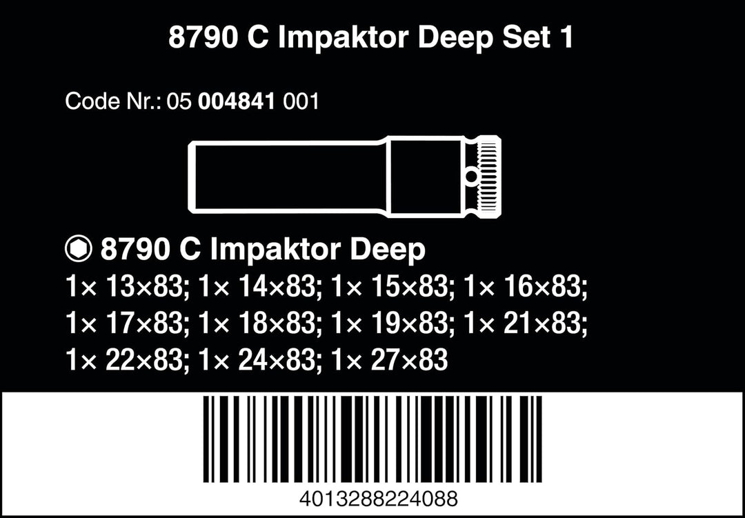 Wera 05004841001 8790 C Impaktor Deep Set 1, Steckschlüsseleinsatz Satz, 11-teilig Schwarz &amp; 870/2 V