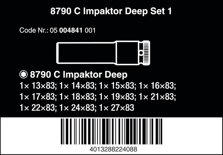 Wera 05004841001 8790 C Impaktor Deep Set 1, Steckschlüsseleinsatz Satz, 11-teilig Schwarz &amp; 870/2 V