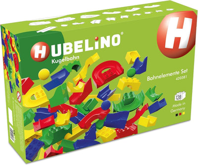Hubelino 420381 - Kugelbahn - Bahnelemente Set - ab 4 Jahren (100% kompatibel mit Duplo) - 128 Teile