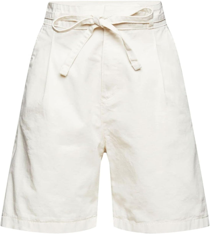 ESPRIT Shorts mit Bindegürtel, Bio-Baumwolle 44 110/Off White, 44 110/Off White