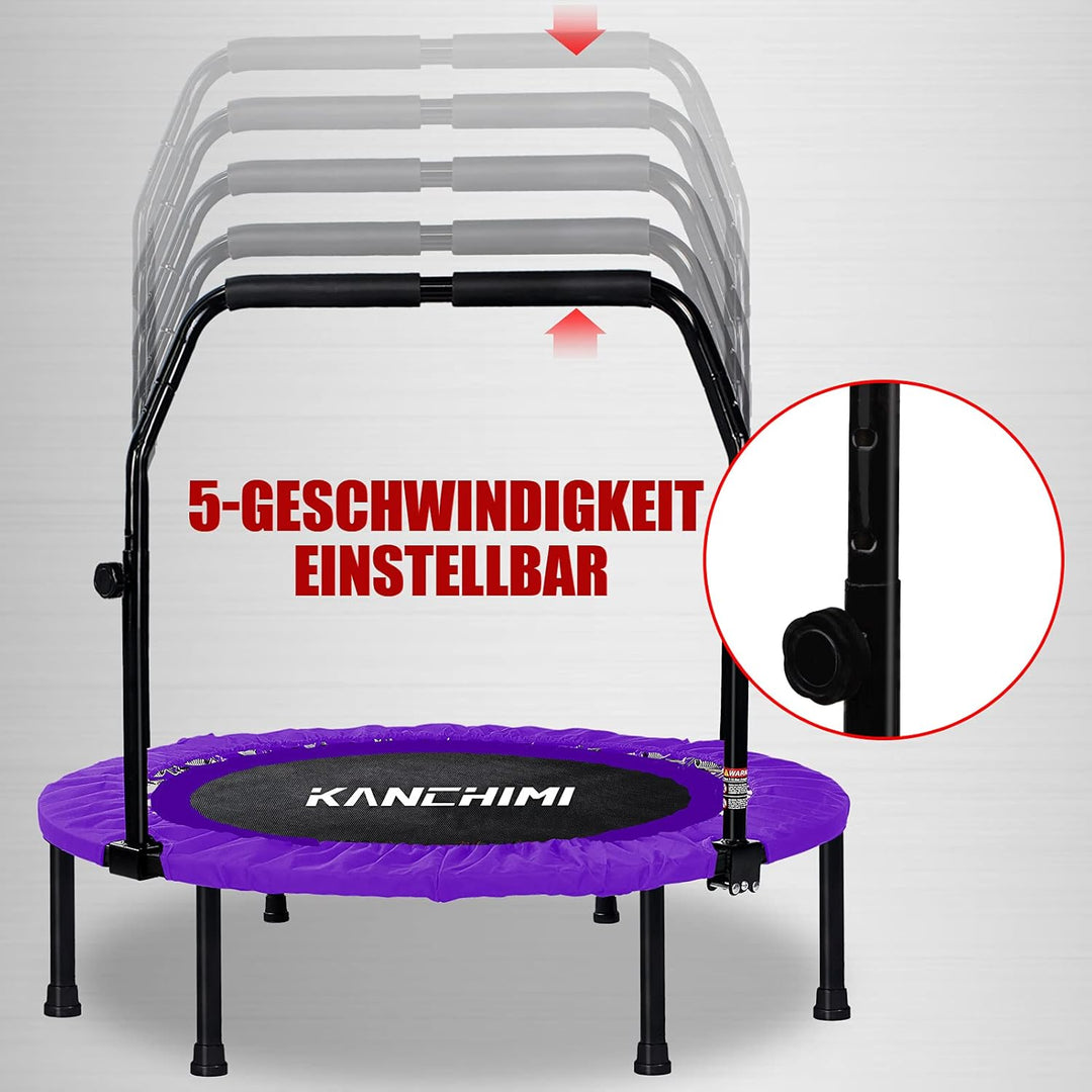Kanchimi Faltbar Mini Fitness Indoor Exercise Workout Rebounder Sport Trampolin mit Griff, 8 Violett