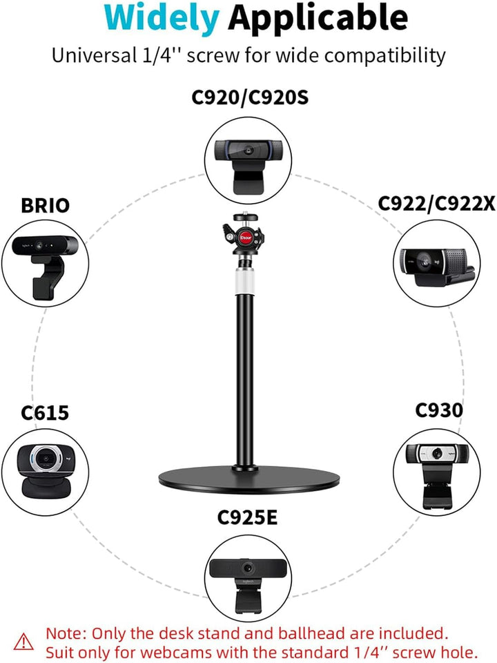 Webcam Ständer Schreibtisch Ständer 360° Kugelkopf Webcam Stativ für Logitech C922 C930e C920 C615 C