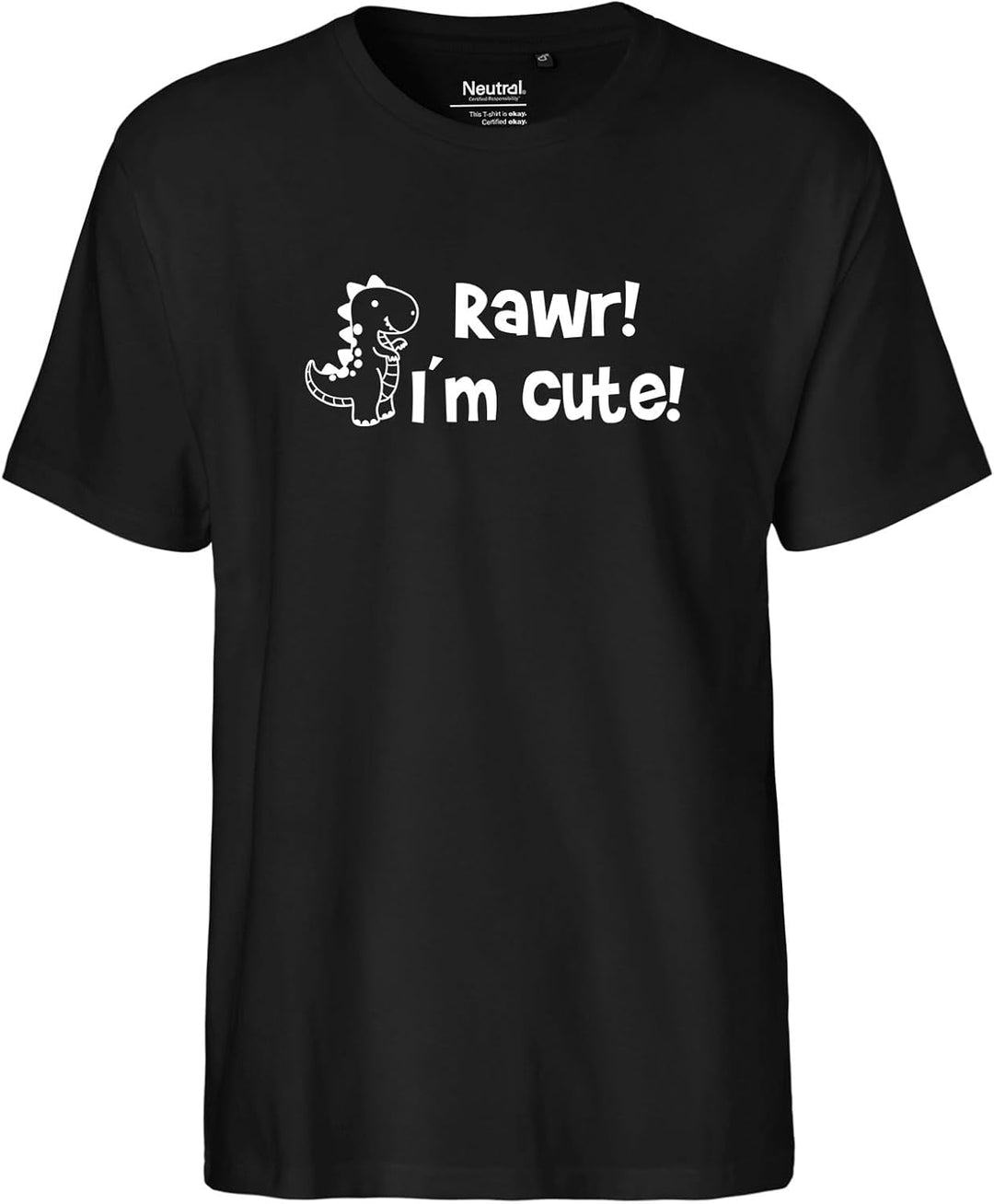 HUURAA Herren T-Shirt T-Rex I`m Cute Bio Baumwolle Fairtrade Oberteil Grösse S-3XL mit Motiv für all