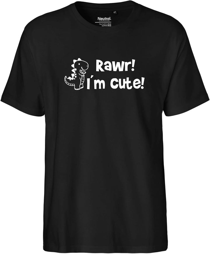 HUURAA Herren T-Shirt T-Rex I`m Cute Bio Baumwolle Fairtrade Oberteil Grösse S-3XL mit Motiv für all