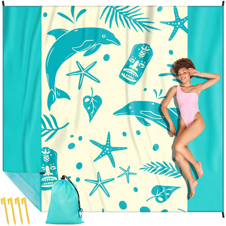 Picknickdecke sandfrei 280x300cm, Stranddecke wasserdicht 100% Nylon Material, Faltbar Strandmatte P